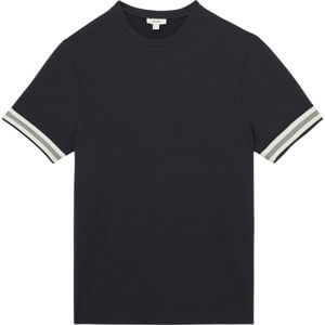 REISS EMMERSON Tape Cuff Textured T Shirt